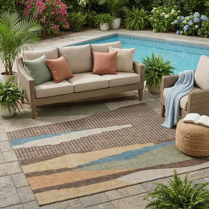 5' X 8' Coffee And Brown Abstract Washable Indoor Outdoor Area Rug HomeRoots