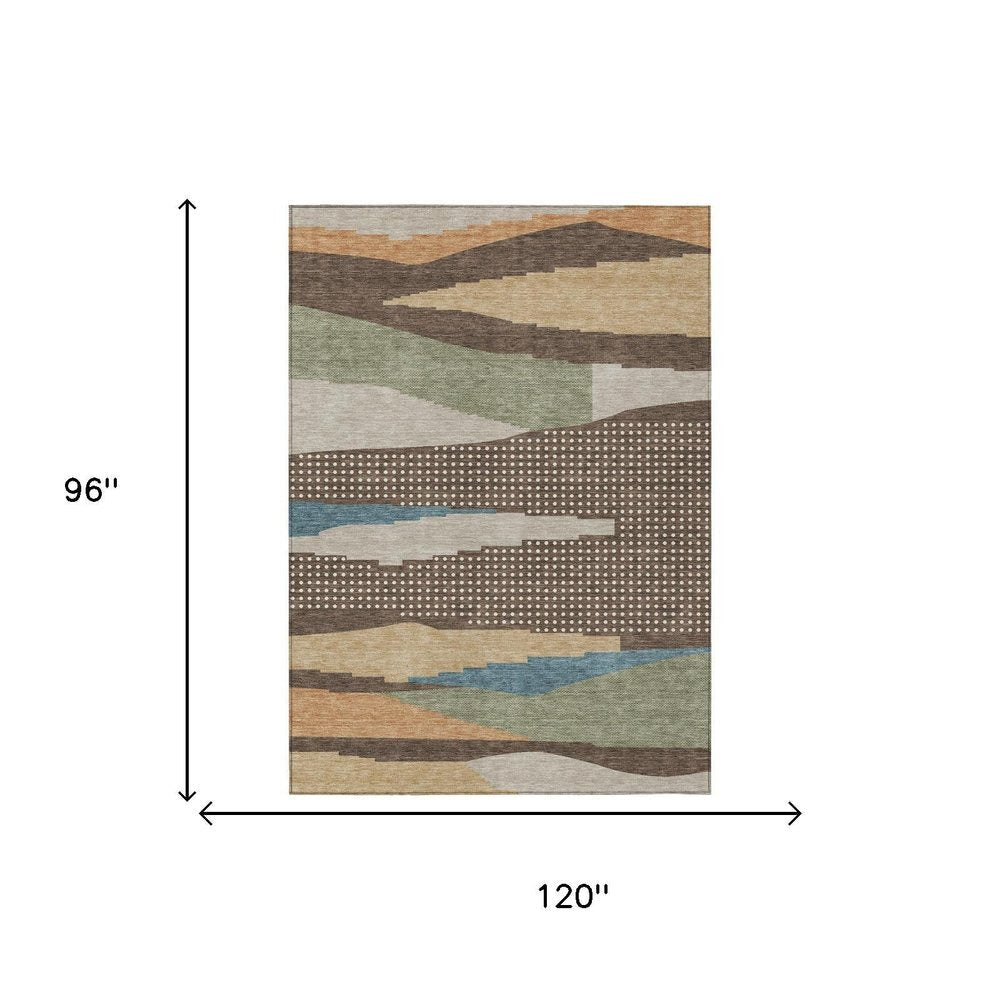 8' X 10' Coffee And Brown Abstract Washable Indoor Outdoor Area Rug HomeRoots