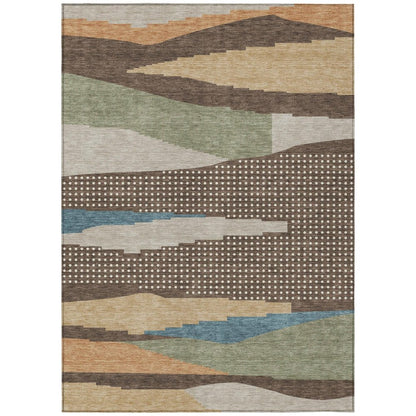 9' X 12' Coffee And Brown Abstract Washable Indoor Outdoor Area Rug HomeRoots