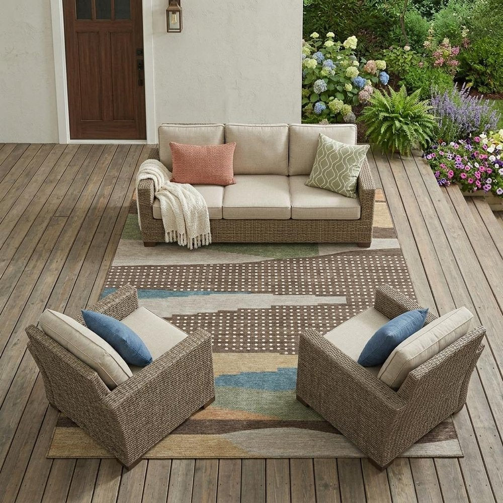 9' X 12' Coffee And Brown Abstract Washable Indoor Outdoor Area Rug HomeRoots