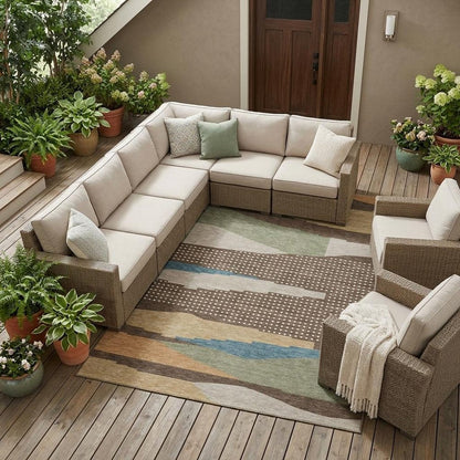 10' X 14' Coffee And Brown Abstract Washable Indoor Outdoor Area Rug HomeRoots
