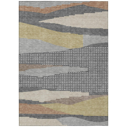 5' X 8' Gray And Pewter Abstract Washable Indoor Outdoor Area Rug HomeRoots