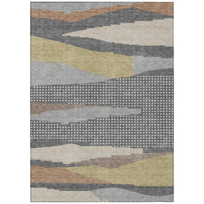 5' X 8' Gray And Pewter Abstract Washable Indoor Outdoor Area Rug HomeRoots