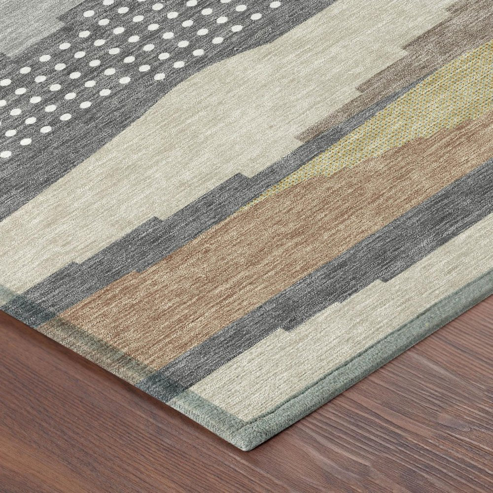 5' X 8' Gray And Pewter Abstract Washable Indoor Outdoor Area Rug HomeRoots