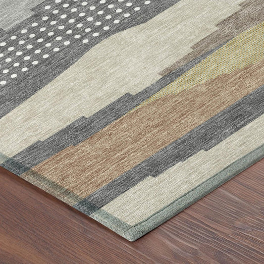 5' X 8' Gray And Pewter Abstract Washable Indoor Outdoor Area Rug HomeRoots