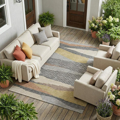 8' X 10' Gray And Pewter Abstract Washable Indoor Outdoor Area Rug HomeRoots