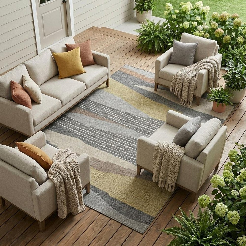 10' X 14' Gray And Pewter Abstract Washable Indoor Outdoor Area Rug HomeRoots