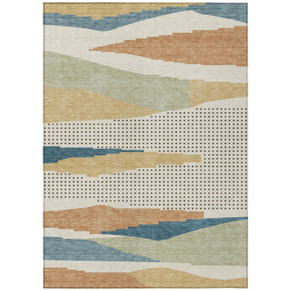 10' X 14' Ivory And Cream Abstract Washable Indoor Outdoor Area Rug HomeRoots