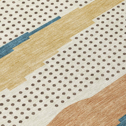 10' X 14' Ivory And Cream Abstract Washable Indoor Outdoor Area Rug HomeRoots