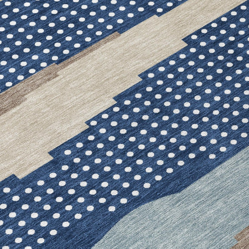 8' X 10' Navy Blue And Blue Abstract Washable Indoor Outdoor Area Rug HomeRoots