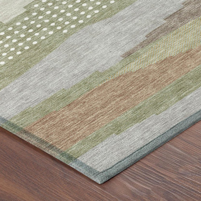 3' X 5' Sage And Green Abstract Washable Indoor Outdoor Area Rug HomeRoots