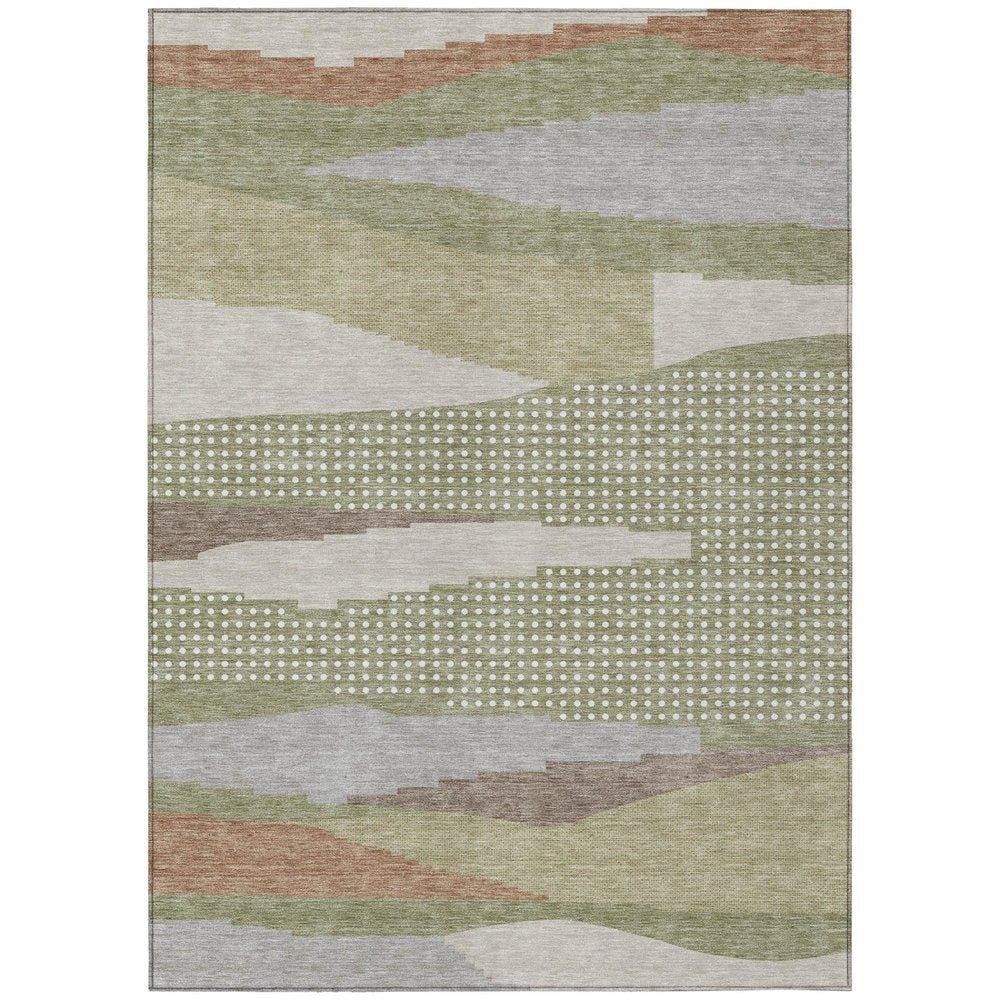 5' X 8' Sage And Green Abstract Washable Indoor Outdoor Area Rug HomeRoots