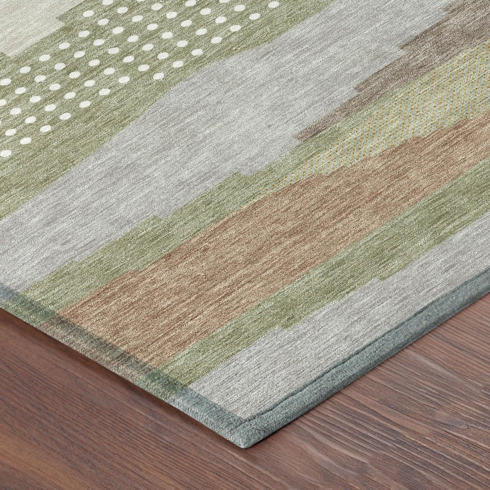 5' X 8' Sage And Green Abstract Washable Indoor Outdoor Area Rug HomeRoots
