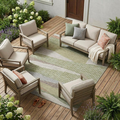 8' X 10' Sage And Green Abstract Washable Indoor Outdoor Area Rug HomeRoots