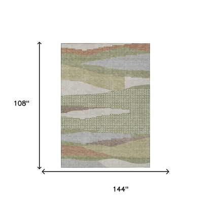 9' X 12' Sage And Green Abstract Washable Indoor Outdoor Area Rug HomeRoots