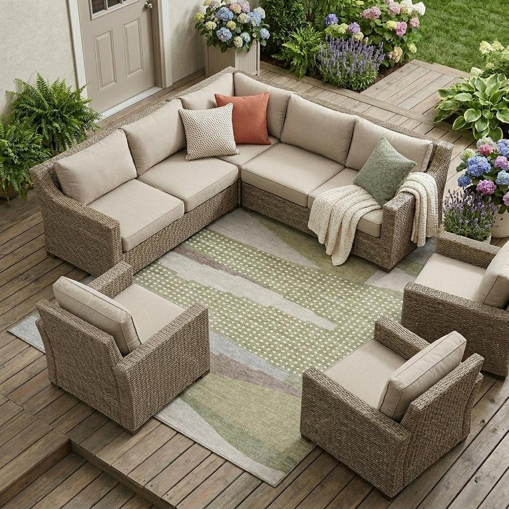 10' X 14' Sage And Green Abstract Washable Indoor Outdoor Area Rug HomeRoots