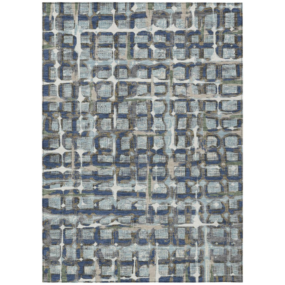 9' X 12' Blue And Gray Geometric Washable Indoor Outdoor Area Rug HomeRoots
