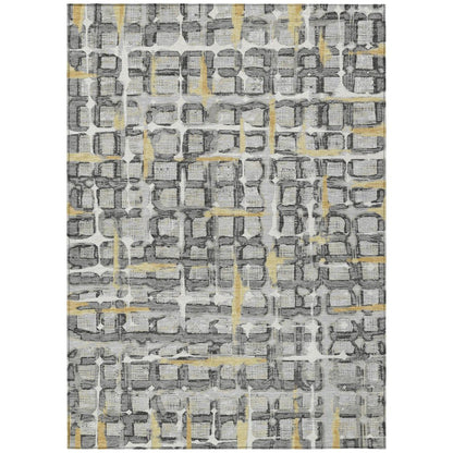 3' X 5' Silver And Gray Geometric Washable Indoor Outdoor Area Rug HomeRoots