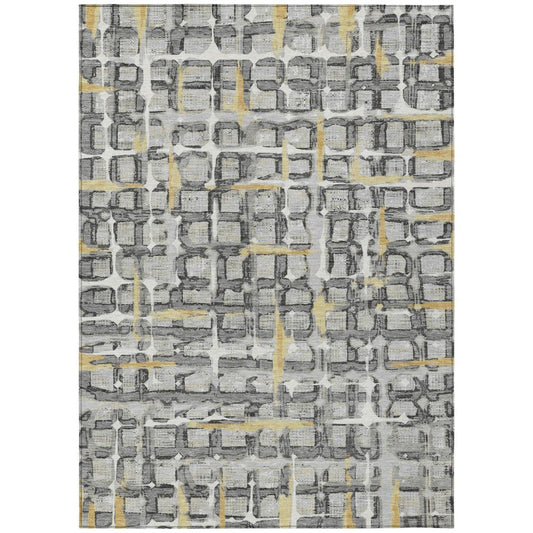3' X 5' Silver And Gray Geometric Washable Indoor Outdoor Area Rug HomeRoots