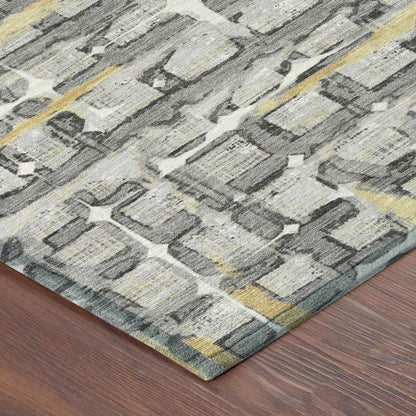 3' X 5' Silver And Gray Geometric Washable Indoor Outdoor Area Rug HomeRoots