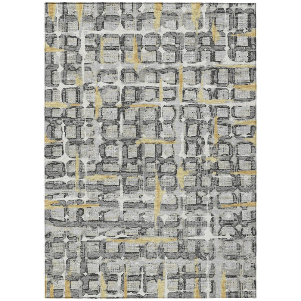 5' X 8' Silver And Gray Geometric Washable Indoor Outdoor Area Rug HomeRoots