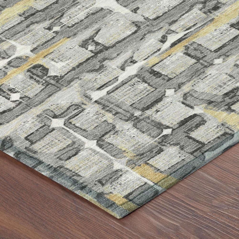 9' X 12' Silver And Gray Geometric Washable Indoor Outdoor Area Rug HomeRoots