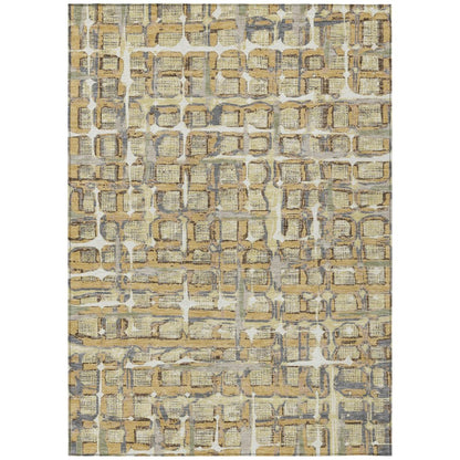 8' X 10' Wheat And Gold Geometric Washable Indoor Outdoor Area Rug HomeRoots