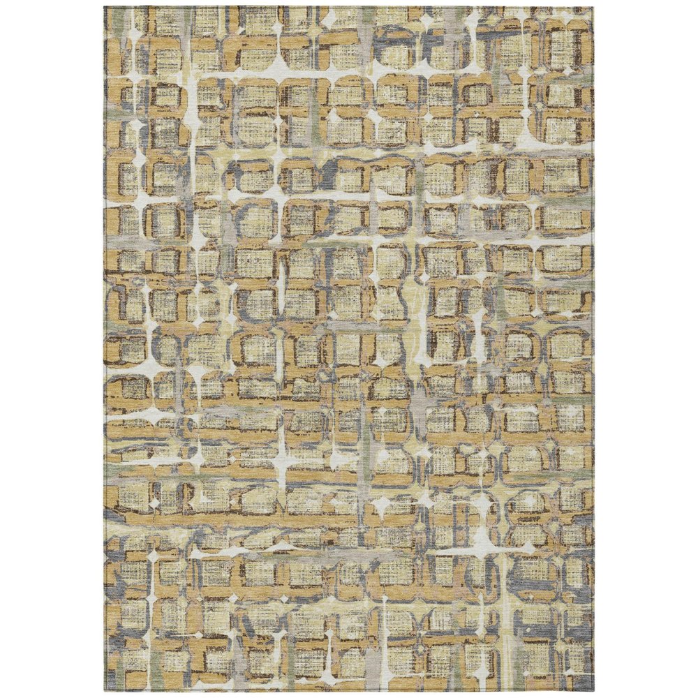 9' X 12' Wheat And Gold Geometric Washable Indoor Outdoor Area Rug HomeRoots