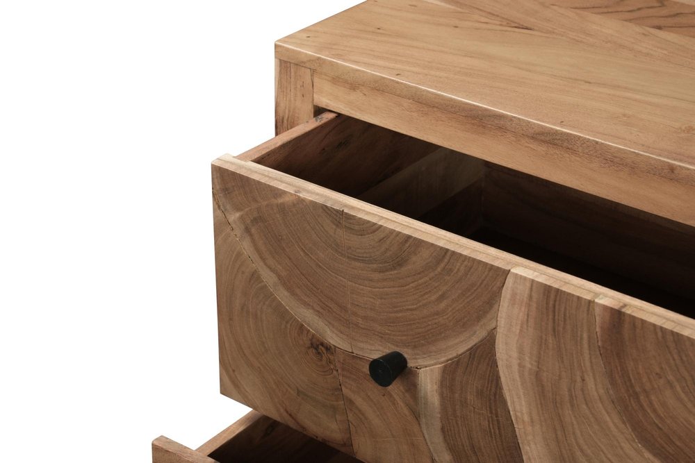 64" Brown Live Edge Solid Wood Six Drawer Double Dresser — view 5