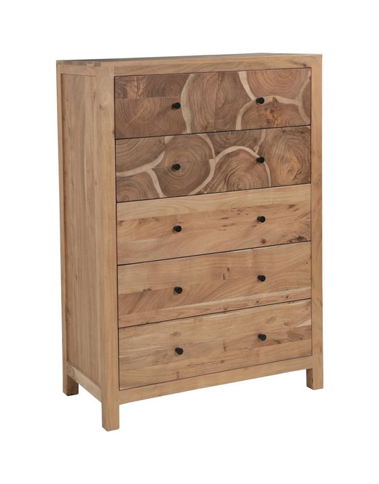36" Natural Live Edge Solid Wood Five Drawer Dresser