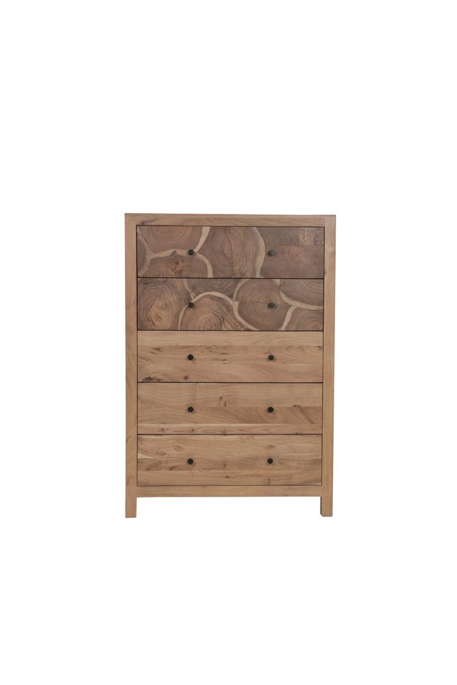 36" Natural Live Edge Solid Wood Five Drawer Dresser