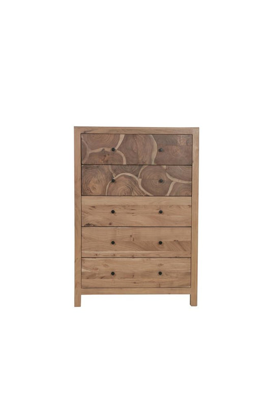 36" Natural Live Edge Solid Wood Five Drawer Dresser