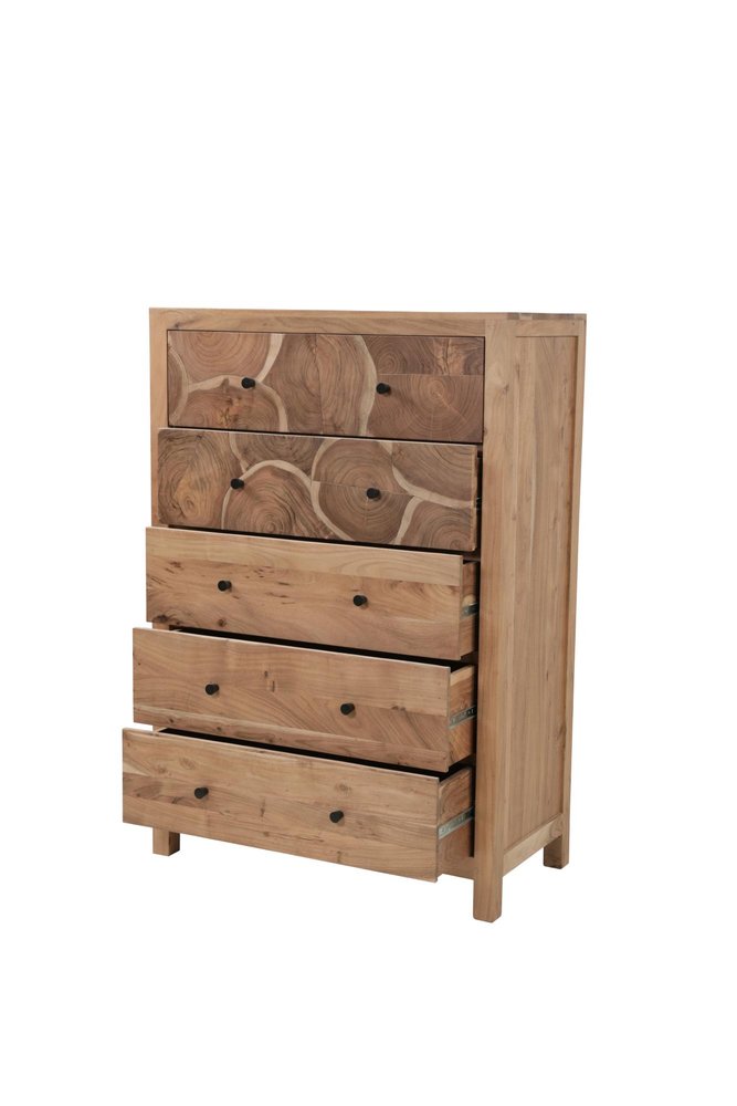 36" Natural Live Edge Solid Wood Five Drawer Lingerie Chest HomeRoots