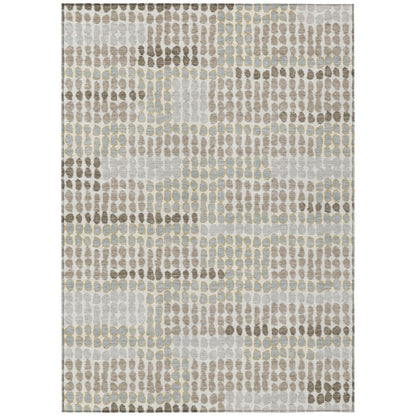 5' X 8' Ivory And Silver Geometric Washable Indoor Outdoor Area Rug HomeRoots