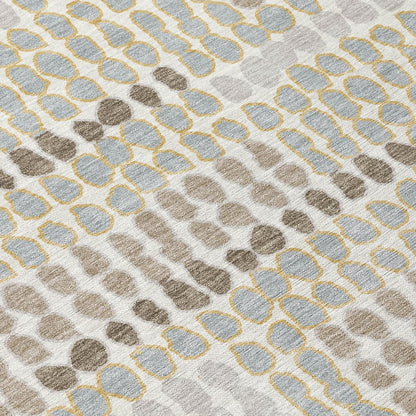 5' X 8' Ivory And Silver Geometric Washable Indoor Outdoor Area Rug HomeRoots