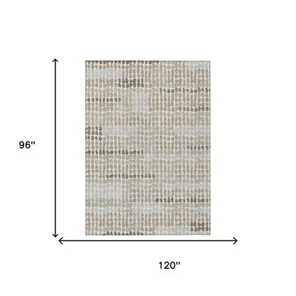 8' X 10' Ivory And Silver Geometric Washable Indoor Outdoor Area Rug HomeRoots