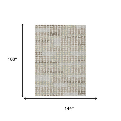 9' X 12' Ivory And Silver Geometric Washable Indoor Outdoor Area Rug HomeRoots