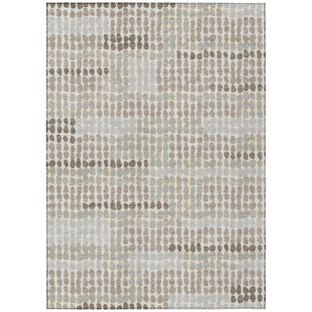 9' X 12' Ivory And Silver Geometric Washable Indoor Outdoor Area Rug HomeRoots
