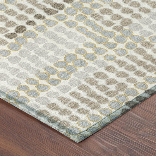9' X 12' Ivory And Silver Geometric Washable Indoor Outdoor Area Rug HomeRoots