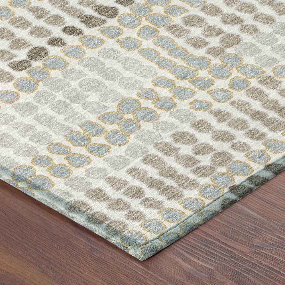 10' X 14' Ivory And Silver Geometric Washable Indoor Outdoor Area Rug HomeRoots