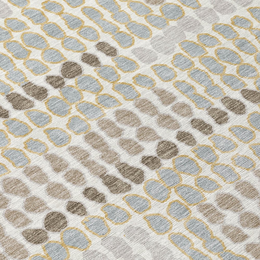 10' X 14' Ivory And Silver Geometric Washable Indoor Outdoor Area Rug HomeRoots