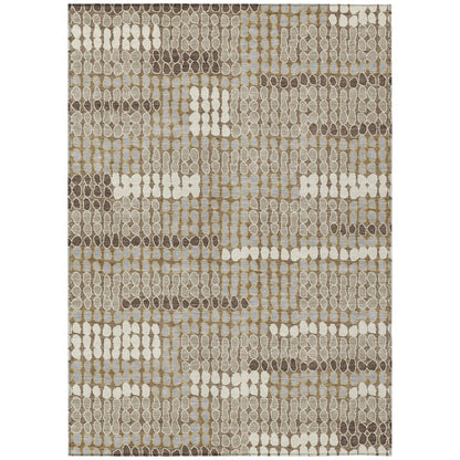 5' X 8' Brown And Beige Geometric Washable Indoor Outdoor Area Rug HomeRoots
