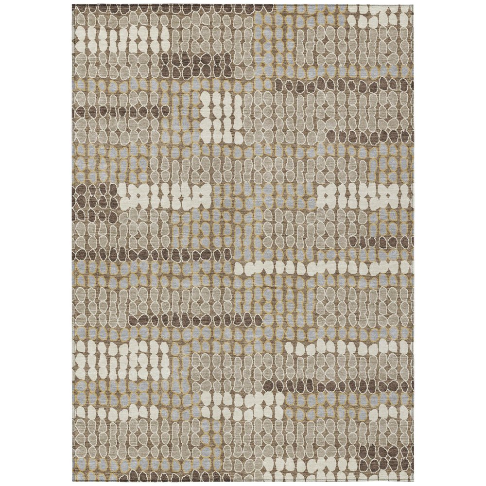 8' X 10' Brown And Beige Geometric Washable Indoor Outdoor Area Rug HomeRoots