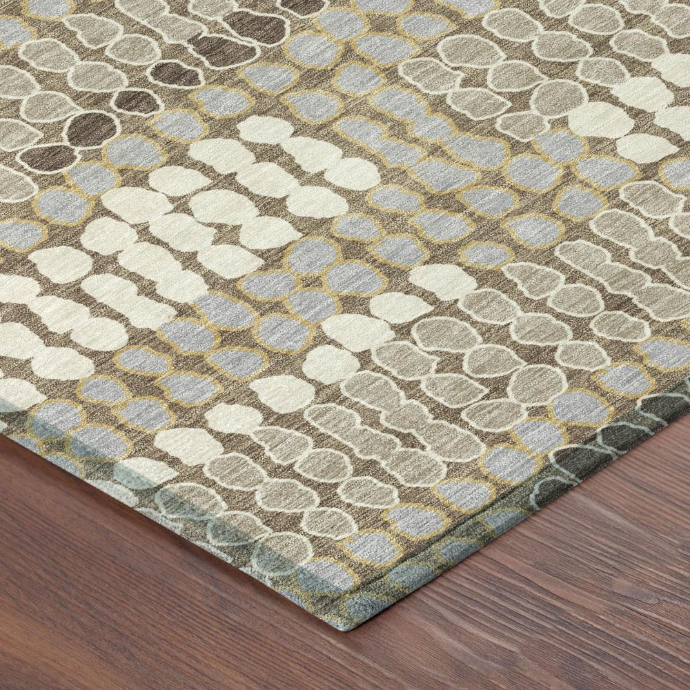 9' X 12' Brown And Beige Geometric Washable Indoor Outdoor Area Rug HomeRoots