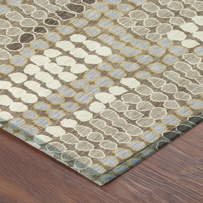 9' X 12' Brown And Beige Geometric Washable Indoor Outdoor Area Rug HomeRoots