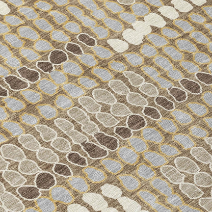 9' X 12' Brown And Beige Geometric Washable Indoor Outdoor Area Rug HomeRoots