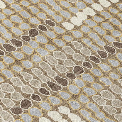 9' X 12' Brown And Beige Geometric Washable Indoor Outdoor Area Rug HomeRoots