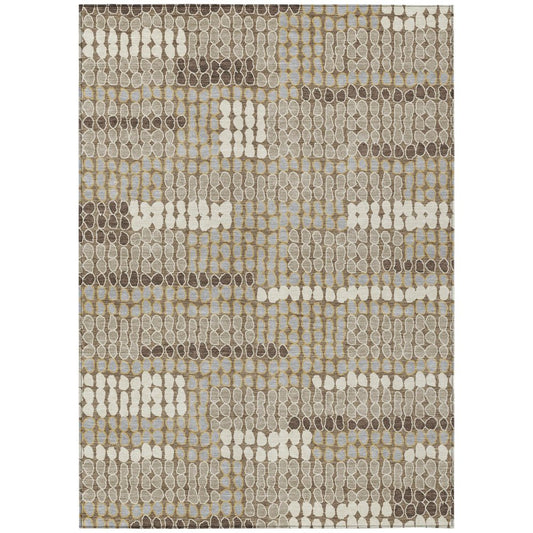 10' X 14' Brown And Beige Geometric Washable Indoor Outdoor Area Rug HomeRoots