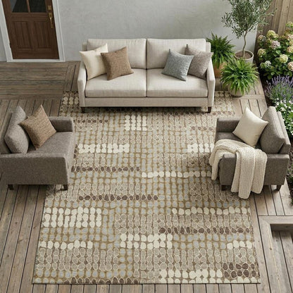 10' X 14' Brown And Beige Geometric Washable Indoor Outdoor Area Rug HomeRoots