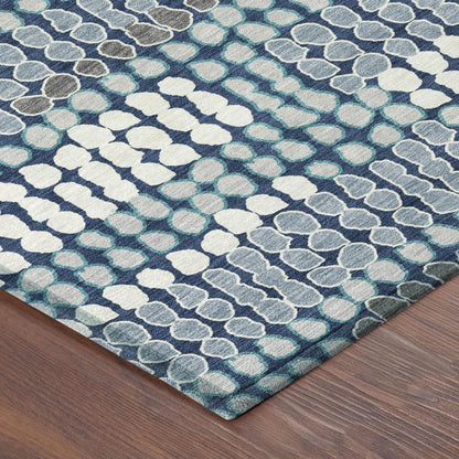 8' X 10' Navy Blue And Blue Geometric Washable Indoor Outdoor Area Rug HomeRoots
